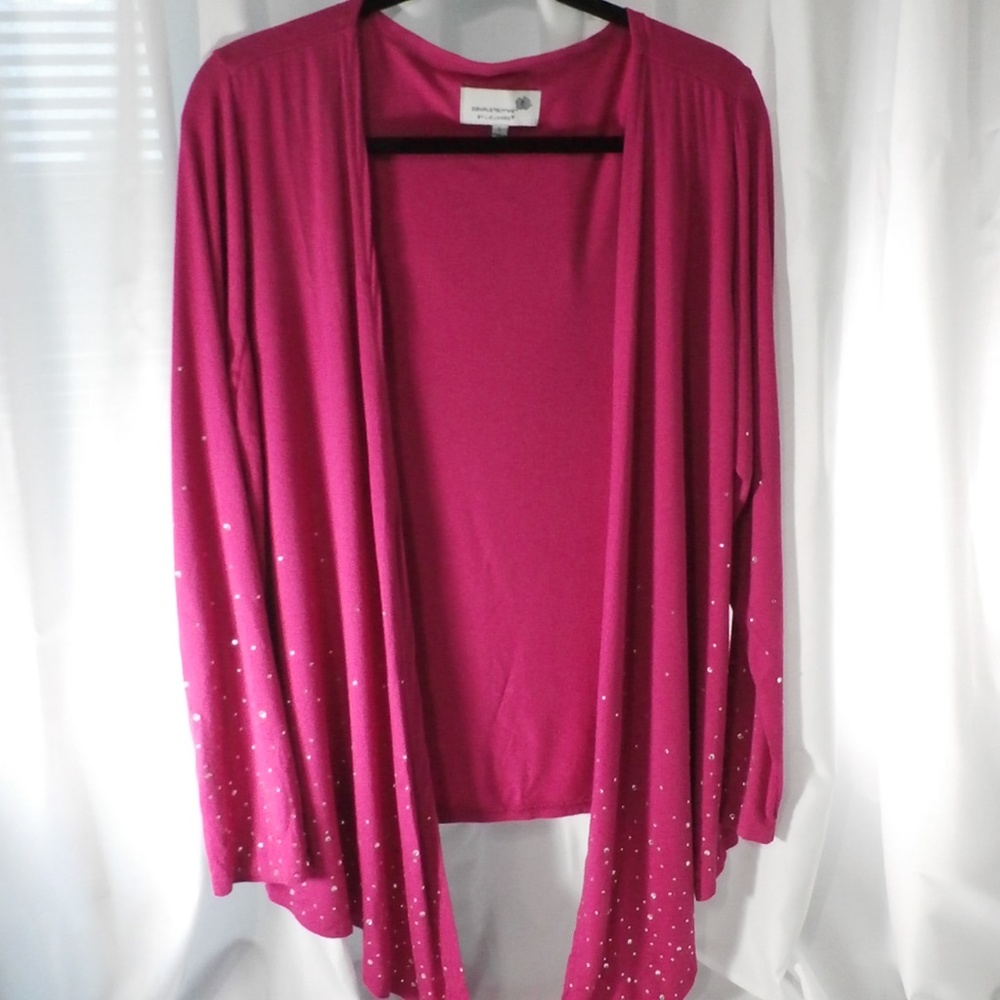 🌻Liz Lange Pink open cascading cardigan w/crystal